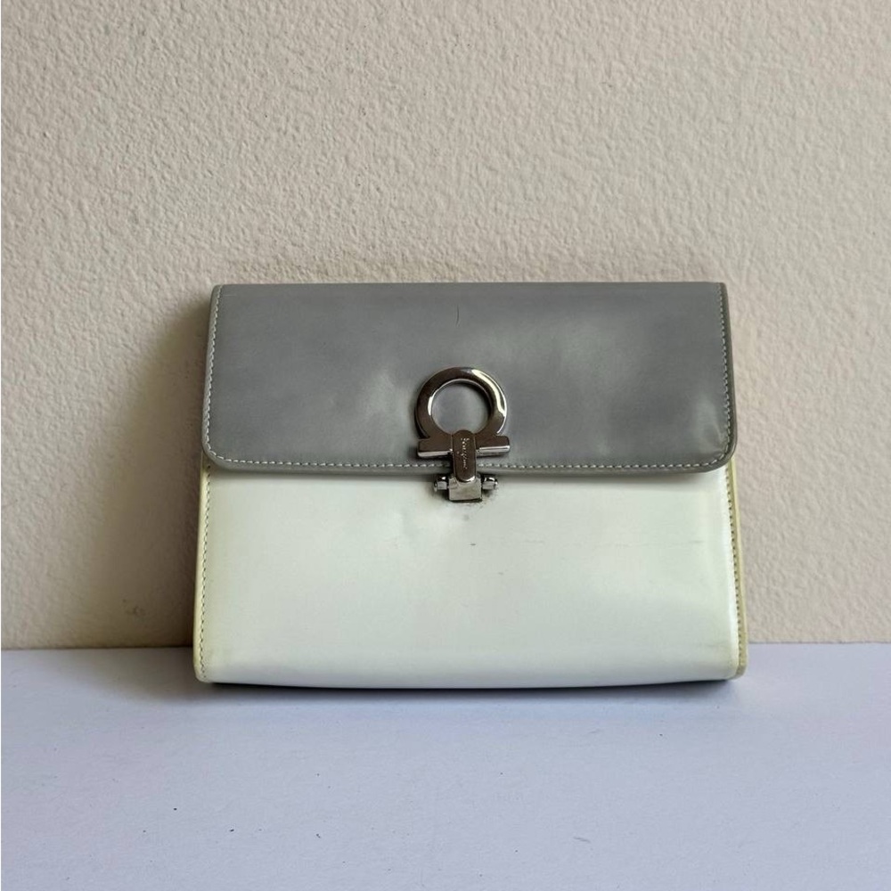 Salvatore Ferragamo Vintage Logo Embossed Clutch Cosmetic Pouch